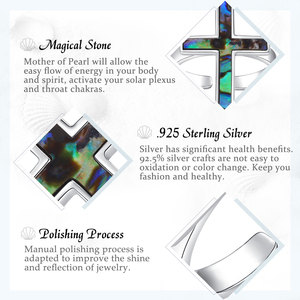 Changda donna 925 <span class=keywords><strong>argento</strong></span> Sterling anello regolabile madreperla di traverso croce speranza amore <span class=keywords><strong>fede</strong></span> cristiana stile religioso - Product Image 4