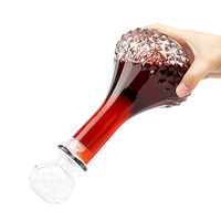Carafe à whisky de luxe en verre gaufré motif diamant 500 ml 800 ml avec bouchon en verre pour vin rouge