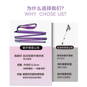 ไม้เท้าเดินป่าแบบพับได้ 5 ท่อน สีม่วง น้ำหนักเบาพิเศษ สำหรับเดินป่าและวิ่งเทรล - Product Image 4