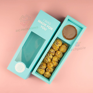 Wholesale Custom Food Grade Crepe Biscuit <strong>Cookie</strong> Donut Dessert Drawer Type Clear Window Paper <strong>Box</strong> with Dividers Bakery Packaging - Product Image 5