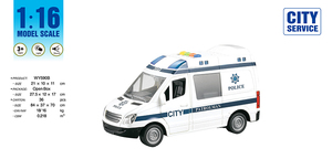 Voiture d'ambulance miniature en alliage à l'échelle 1/32 avec portes ouvrables, fonction de recul, son et lumière - Product Image 3