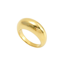 Cincin Band Vintage Tebal Lapis Emas 18K dari Baja Anti Karat untuk Wanita, Anti Luntur, Dapat Ditumpuk, Perhiasan Minimalis