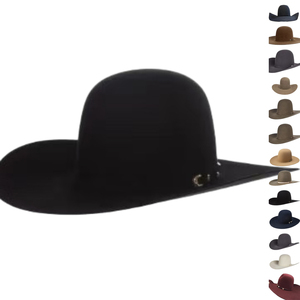 Chất lượng cao sang trọng XXL Fedora unisex người đàn ông da đen rộng vành len cổ điển cao bồi Cowgirl Fedora hàng đầu cảm thấy Mũ cơ thể cho mùa đông - Product Image 5