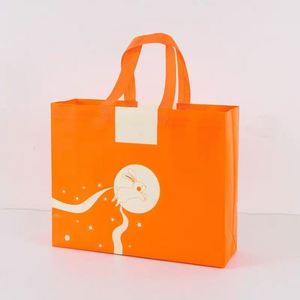 Sacs à main de supermarché pliables réutilisables en tissu non tissé imprimés avec un chat de dessin animé personnalisé - Product Image 5