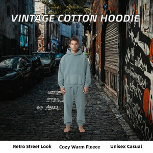 Sweat à capuche unisexe vintage décontracté à manches longues, brodé, respirant, imprimé, style rétro urbain, 100% coton molletonné, effet délavé à l'eau - Product Image 2