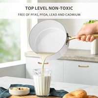Panci dan panci anti lengket aluminium keramik induksi putih mewah dengan pegangan baja tahan karat