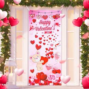 Bannière de <span class=keywords><strong>porte</strong></span> personnalisable pour la Saint-Valentin, motif ours et ballons rouges, pour fêtes à domicile, mariages et autres célébrations - Product Image 4