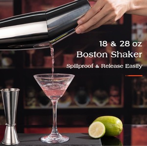 Nouvel ensemble de shaker à cocktails de style Boston en acier inoxydable, 4 pièces, <span class=keywords><strong>kit</strong></span> de mélange de cocktails en trois sections - Product Image 4