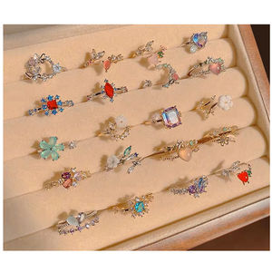 Bagues en gros en vrac mode grand coeur CZ Anillo bijoux plaqués or 18 carats bague en diamant rose - Product Image 1