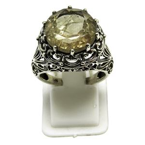 Grand Dreamer – bague en argent Sterling 925 Rutile doré de forme ronde, fournisseur de bijoux indiens en argent, bijoux uniques en argent 925 - Product Image 1