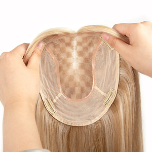 Topper de Cabello Humano Virgen Europeo 6*7 Mono Net de Fábrica Yuanzhen, Color Piano, Base de Seda, Liso, Listo para Enviar - Product Image 4