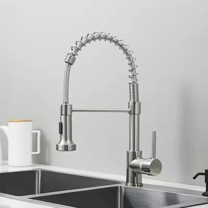 Nouveaux robinets d'eau modernes montés sur le pont brossé chaud et froid avec robinet d'évier de cuisine pulvérisateur - Product Image 6