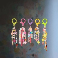 Gantungan Kunci Carabiner Akrilik Warna Permen Kartun Lucu Modis Tahan Air untuk Wanita, Pelangi, Tanah Liat Polimer, Bintang, Mata Setan, Tersenyum