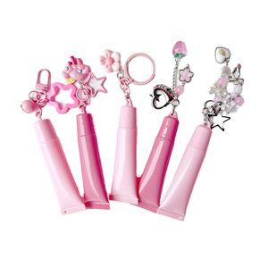 15ml màu hồng nhựa son bóng cho tinh chất Ống Mỹ phẩm son môi Hose với piercing chuỗi hạt Mặt dây chuyền cổ cho màn hình in ấn - Product Image 1