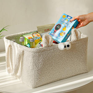 Panier de rangement pour enfants, rectangulaire, en tissu non tissé, organisateur de jouets, grande capacité avec poignées pour vêtements et collations - Product Image 3