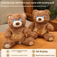 En gros, Peluche Ours AI Mignonne avec Sangle, Interactif (Parlant et Dialoguant), Yeux Lumineux, Ultra Douce, Compagnon pour Enfants, Cadeau