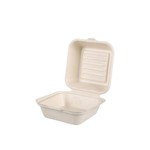 Caja de <span class=keywords><strong>comida</strong></span> <span class=keywords><strong>para</strong></span> llevar Clamshell, plato desechable biodegradable cónico, plato de pulpa de bagazo, vajilla rectangular blanca o natural - Product Image 2
