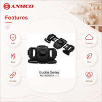 ANMCO Boucle de ceinture de sécurité 5 points pour poussette et siège auto avec logo personnalisé, ajusteur à dégagement latéral, boucle en plastique écologique