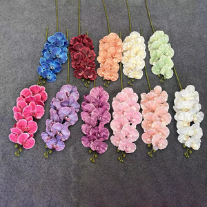 Ramas de flores de Orquídea de seda falsa de alta calidad, orquídea Phalaenopsis artificial de 9 cabezas para eventos de fiesta de boda - Product Image 1