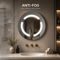 Smart LED Round Bathroom Mirror with Front Lighting, Stepless Dimming, 3 Color Temperature, Anti-Fog, Bluetooth