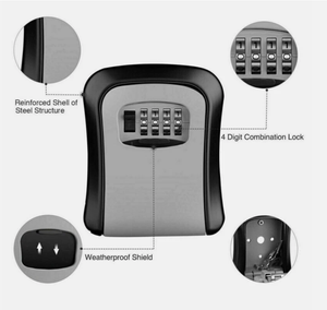 Boîte à clés en plastique ABS JXD G2-4 avec serrure à combinaison à 4 chiffres, montage mural, dissimulée à l'extérieur, avec code réinitialisable - Product Image 1