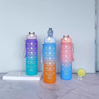 Ensemble de trois bouteilles d'eau sportives en PC de 800 ml, résistantes aux hautes températures, cylindriques, dégradé numérique, givrées