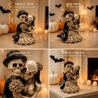 Figurine en résine de mariée et marié squelettes, style gothique, pour décoration d'Halloween – Meilleure vente