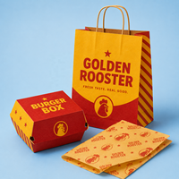 Boîte d'emballage alimentaire jetable personnalisée en papier kraft pour la restauration rapide, boîte à emporter pour hamburgers, frites, ailes de poulet