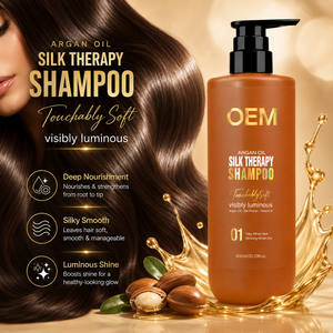 Champú de aceite de argán marroquí reparador y de limpieza profunda sin sulfatos, de marca privada para proveedores mayoristas, para un cabello suave y brillante - Product Image 1