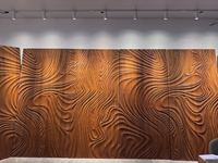 Panneau mural en MDF plaqué bois E0, sculpté en relief, sculpture 3D, revêtement cannelé pour mur d'accentuation d'intérieur d'appartement de luxe