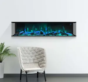High Quality Custom Flame Color And Size Tempered Glass Insert Or Freestanding 70 Inch 3 Sided Electric Fireplace