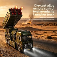 Lanceur de missiles électrique en alliage 1:32, jouet militaire sonore et lumineux avec canon à ressort, canon à canon coulissant, voiture de jouet d'intérieur musicale