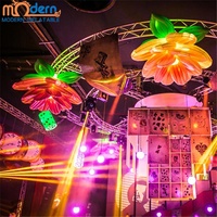 Discothèque Disco LED Light Plantes à fleurs gonflables avec taille et couleur personnalisables et ventilateur intégré pour le thème de la forêt de la jungle