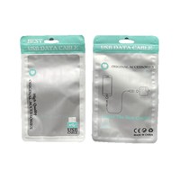 Emballage de câble de données mat en film nacré double face, design os, en PET/CPP, refermable à fermeture éclair, transparent, pour téléphone portable