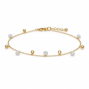 Xinfly 18K <b>Solid</b> <b>Gold</b> Lab Grown Diamond Bead <b>Bracelet</b> Crushed Ice Floating Diamond <b>Bracelet</b> Bespoke Stackable for Women - Product Image 1