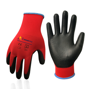 XINGYU Custom EN388 impermeable 13G poliéster PU recubierto guantes poliuretano Palma trabajo guantes XL tamaño negro PU guantes de seguridad - Product Image 1