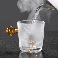 Taza de Vidrio de Borosilicato de 350 ml con Base de Figura 3D y Asa de Bola de Colores para Café, Té, Regalos y Colecciones