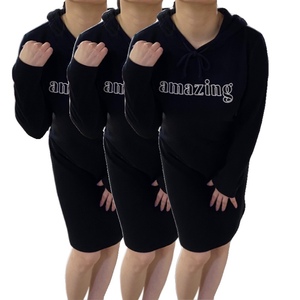 Wholesale <strong>Women</strong> Spring Autumn <strong>Sweatshirt</strong> <strong>Dresses</strong> Long Sleeve Soft Peach Effect Bodycon Hoodies <strong>Dress</strong> - Product Image 2