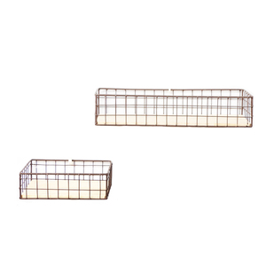 <span class=keywords><strong>Panier</strong></span> mural en métal noir, artisanat en fer de chine, étagère flottante avec MDF, montage mural en fil métallique de forme rectangulaire - Product Image 1