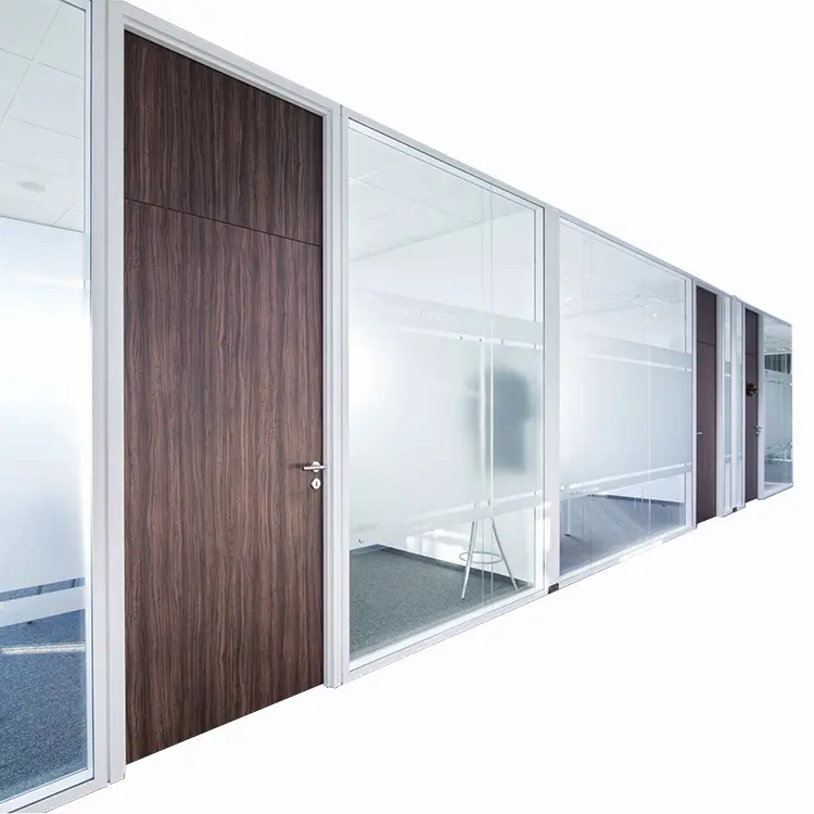 Soundproof frameless glass partition curved office glass full height partition wall with transparent glass