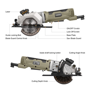 เลื่อยวงเดือนขนาดเล็ก YSONIC Power กำลังไฟ 4.8A พร้อมเลเซอร์นำทาง ความเร็ว 4000 รอบต่อนาที ใบเลื่อยขนาด 4-1/2 นิ้ว ความลึกสูงสุด 1-11/16 นิ้ว สำหรับงานไม้ โลหะอ่อน พลาสติก - Product Image 6
