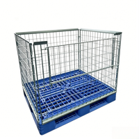 Cage à palettes en treillis métallique galvanisé robuste, conteneur à palettes en plastique pliable, cage de stockage empilable pour entrepôt, pour la logistique