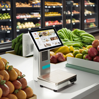 Terminal de point de vente intelligent tout-en-un avec écran tactile, caisse enregistreuse, balance, carte mère de qualité industrielle, pour supermarché, snack, Windows, 8 Go de RAM