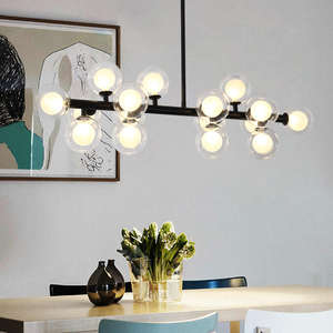 Home Dining <b>Room</b> Hanging Chandelier Long Strip Gold Metal Glass Ball Pendant <b>Light</b> <b>for</b> <b>living</b> <b>room</b> - Product Image 2