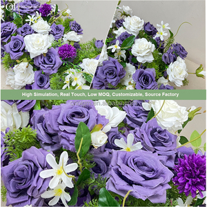 Flores Artificiales Románticas de Color Morado, Arreglo Floral en Forma de Arco, Camino de Mesa con Lirios Blancos, Centro de Mesa Floral - Product Image 2