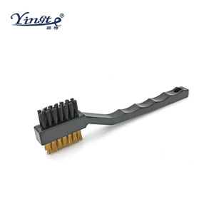 Yinste Double Headed Long Handle <b>Brush</b> Copper <b>Wire</b> Golf Club Cleaning Tool Durable Stain Removal Shoe <b>Brush</b> - Product Image 3