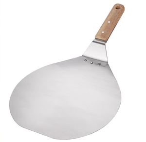 Deslizador <span class=keywords><strong>de</strong></span> pizza <span class=keywords><strong>de</strong></span> acero inoxidable <span class=keywords><strong>de</strong></span> 8 pulgadas con mango <span class=keywords><strong>de</strong></span> madera <span class=keywords><strong>de</strong></span> haya, utensilio <span class=keywords><strong>de</strong></span> cocina redondo para mover pasteles, herramientas para pizza - Product Image 2