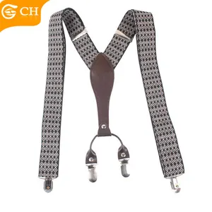 High Quality Adjuster Personalized Dobby Elastic Y-Back Geometric Figure Suspenders For Boy Kids