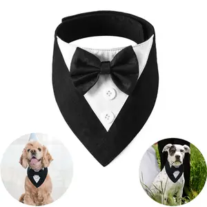 Tuksedo anjing kerah dasi kupu-kupu Formal Tuxedo pernikahan ulang tahun anjing Bandana kerah untuk anjing kecil sedang besar