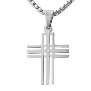 Men's Stainless Steel <b>Cross</b> Pendant Hollow Geometric Design Necklace Gift 120211 - Product Image 1